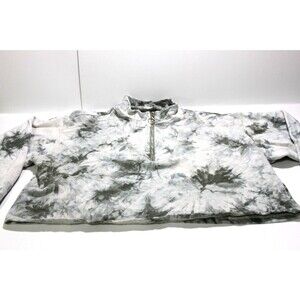 Code x Mode Green Tie Dye Sweatshirt Crop Top Half Zip Long Sleeve Size XL